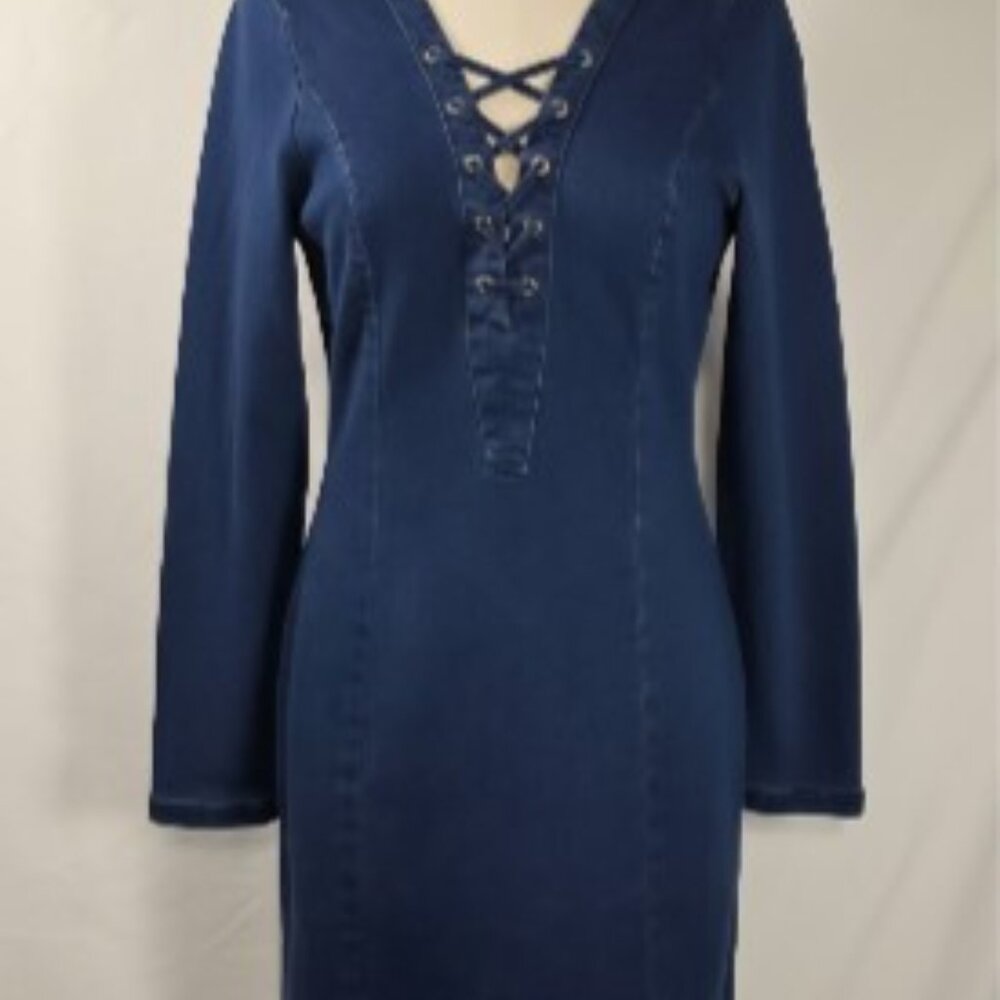 NWT Stylish long sleeve denim mini dress. Size XL-fits smaller.  90s vibe